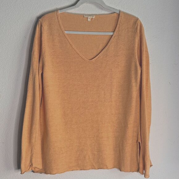 Eileen Fisher Linen Sweater Womens Medium Orange Knit Organic Slouchy Beachy - Picture 1 of 7